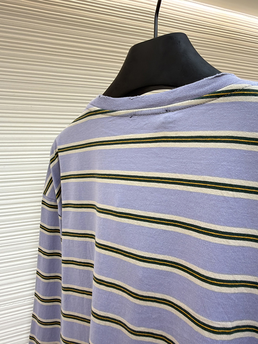 プラダ ロゴ刺繍入りストライプ柄長袖シャツ