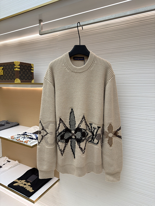 ルイヴィトンクルーネックセーターコピー 三つの花柄クルーネックセーター