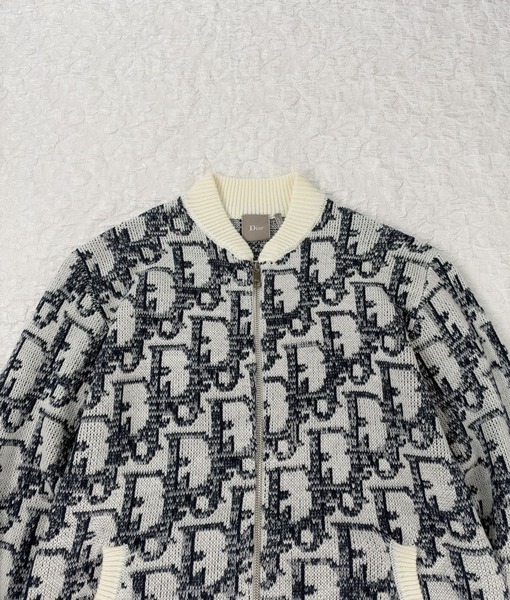 ディオール Oblique スキーシリーズ モノグラム柄ジャカード クルーネック ジップニットジャケット