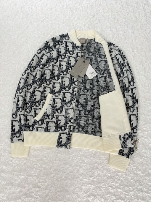 ディオール Oblique スキーシリーズ モノグラム柄ジャカード クルーネック ジップニットジャケット