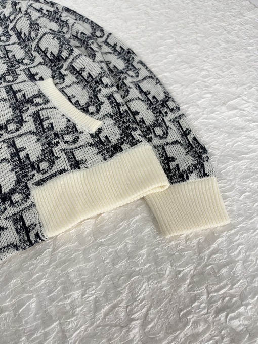 ディオール Oblique スキーシリーズ モノグラム柄ジャカード クルーネック ジップニットジャケット