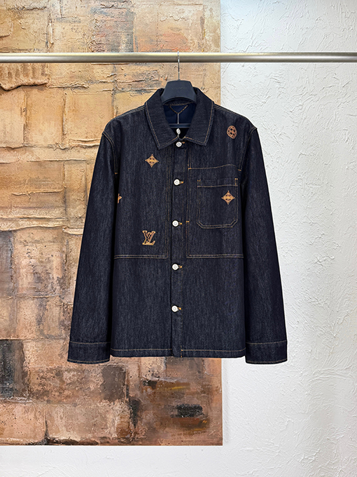 ルイヴィトン 刺繍ロゴ入りデニムシャツジャケット