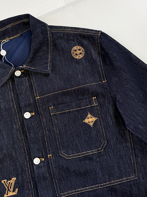 ルイヴィトン 刺繍ロゴ入りデニムシャツジャケット