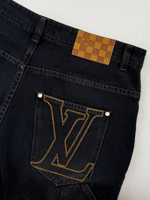 ルイヴィトンスーパーコピー 刺繍入りワークスタイル・デニムパンツ
