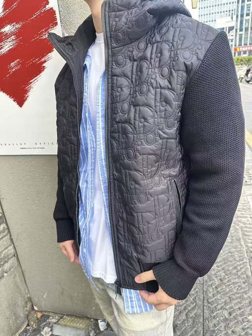 ディオール ロゴ刺繍入りニット切り替えジャケット