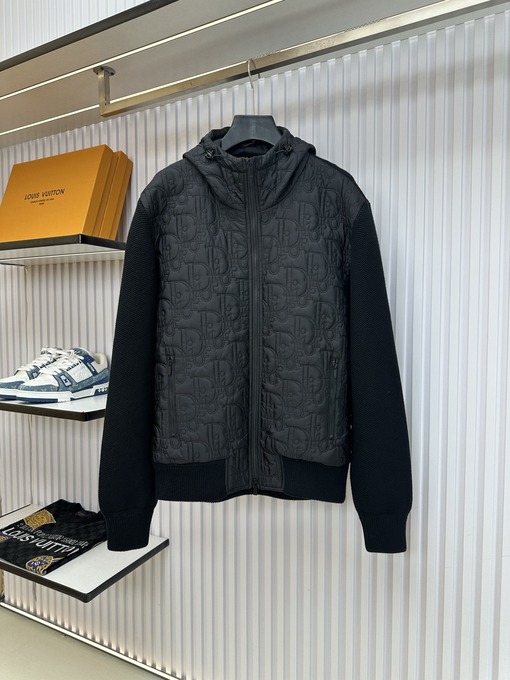ディオール ロゴ刺繍入りニット切り替えジャケット