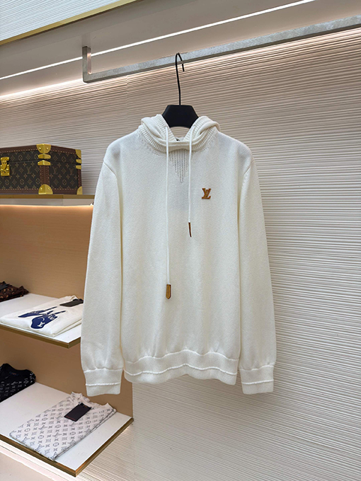 ルイヴィトンスーパーコピー ロゴ入りフード付きニットセーター