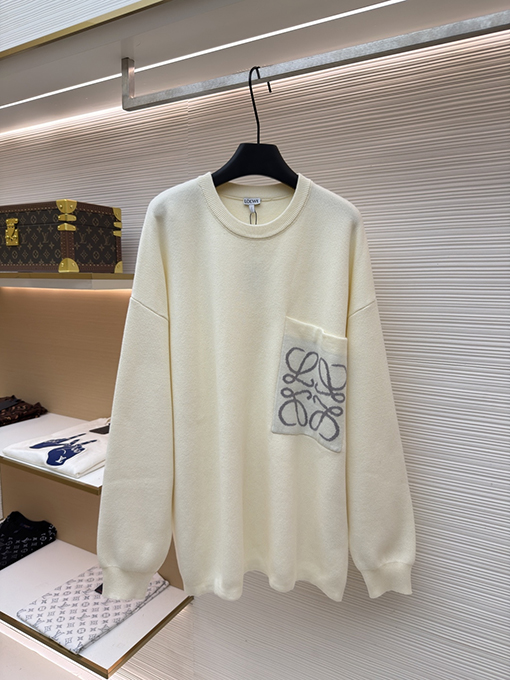 ロエベ ポケット付きジャカードクルーネックセーター