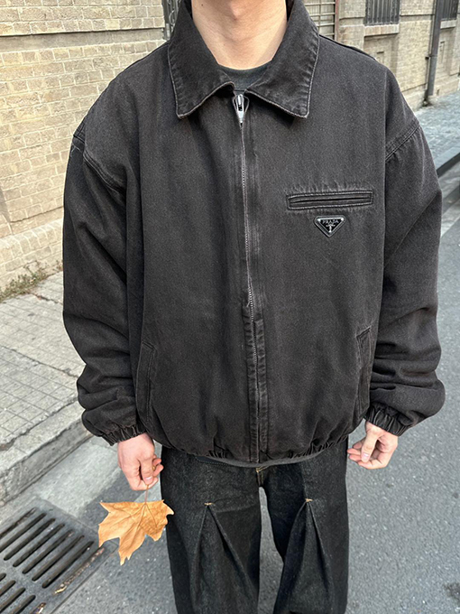 プラダコピー トライアングルロゴ デニム中綿ジャケット