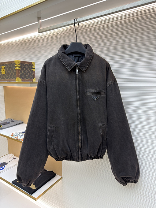 プラダコピー トライアングルロゴ デニム中綿ジャケット