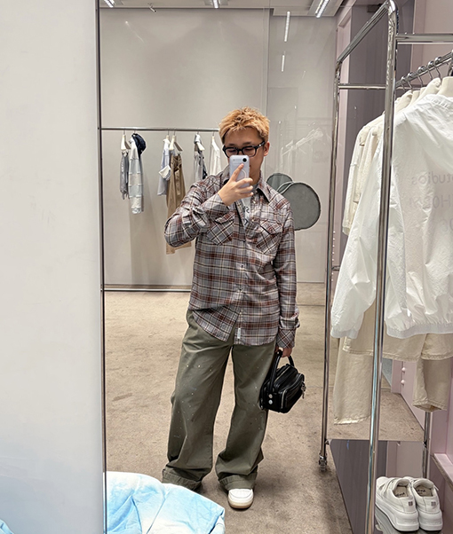 アクネストゥディオズ Acne Studios ロゴ刺繍入りチェック柄長袖シャツ