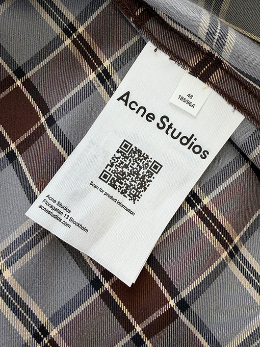 アクネストゥディオズ Acne Studios ロゴ刺繍入りチェック柄長袖シャツ