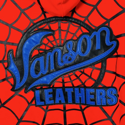 シュプリーム コラボモデル 裏起毛スパイダーウェブ柄ジップアップフーディー