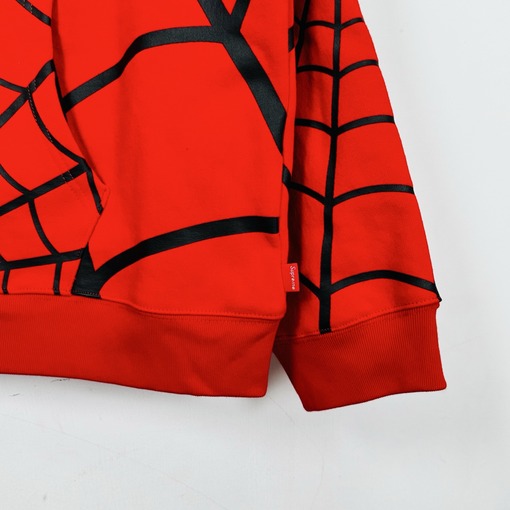 シュプリーム コラボモデル 裏起毛スパイダーウェブ柄ジップアップフーディー