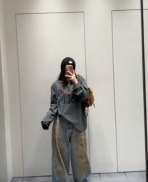 アクネストゥディオズ Acne Studios レタープリントのダメージ長袖シャツ