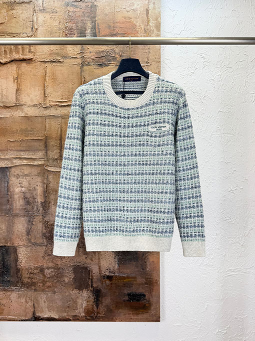 ルイヴィトンワッフルニットウェアスーパーコピー 刺繍ロゴ入りワッフルニットセーター