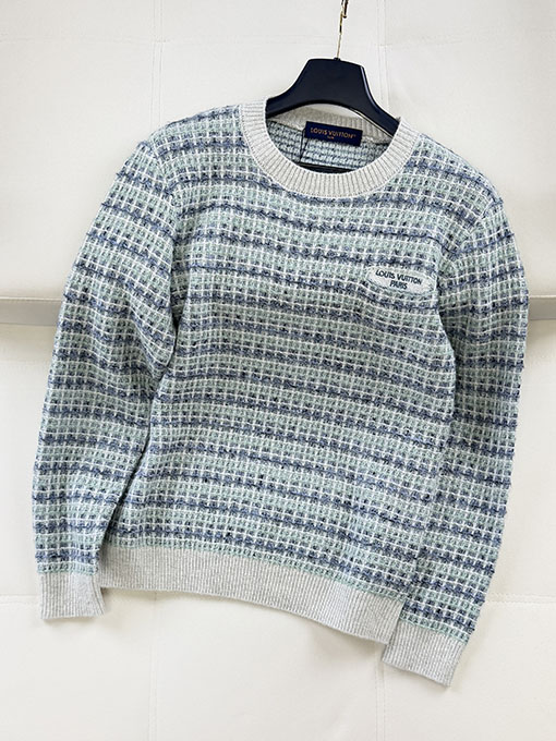 ルイヴィトンワッフルニットウェアスーパーコピー 刺繍ロゴ入りワッフルニットセーター