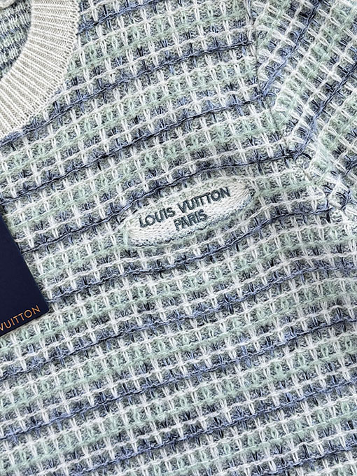 ルイヴィトンワッフルニットウェアスーパーコピー 刺繍ロゴ入りワッフルニットセーター