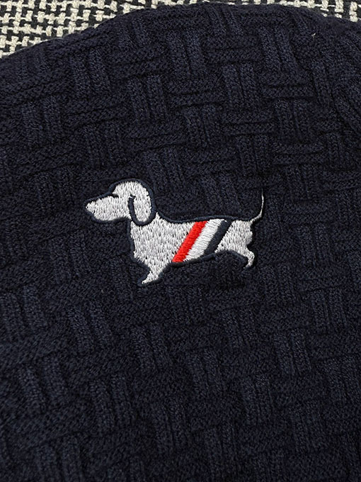 トムブラウンニットカーディガンスーパーコピー レディース 子犬の刺繍ロゴ入りカラーブロックニットカーディガン