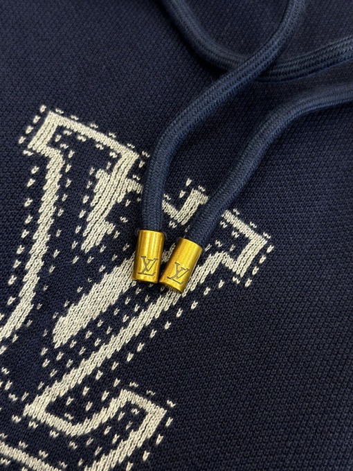 ルイヴィトンコピー トップステッチ刺繍入りジップアップフード付きジャケット