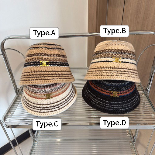 セリーヌコピー カラーブロックのニット製フィッシャーマンズハット