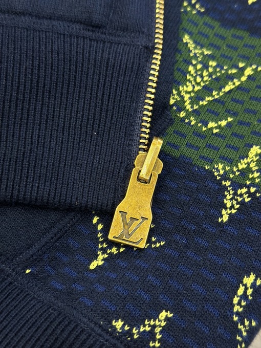 ルイヴィトン 両面リバーシブル刺繍プリント入りフード付きニットカーディガン