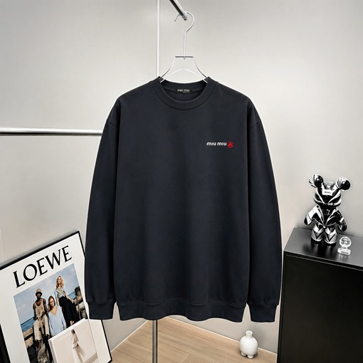 ミュウミュウ 刺繍ロゴ入りクルーネック スウェットシャツ