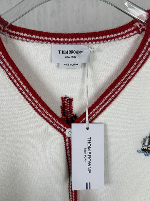 トムブラウン ヨットの刺繍入りVネックニットセーター
