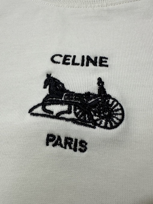 セリーヌ ポニーキャリッジ刺繍入り長袖シャツ