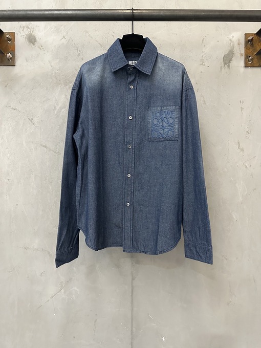 ロエベデニム刺繍シャツスーパーコピー 両面竹デニム刺繍シャツ
