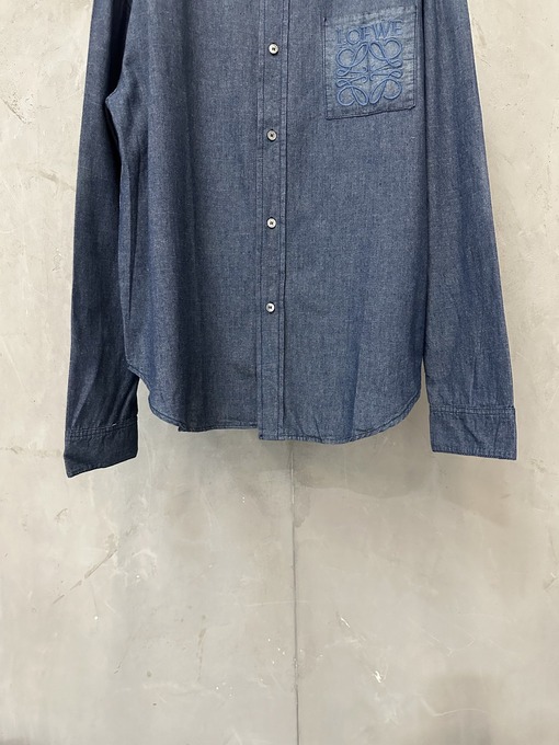 ロエベデニム刺繍シャツスーパーコピー 両面竹デニム刺繍シャツ
