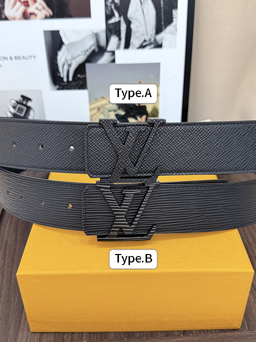 ルイヴィトン 新モデルオールブラックのエンボスマットブラックバックルレザーベルト