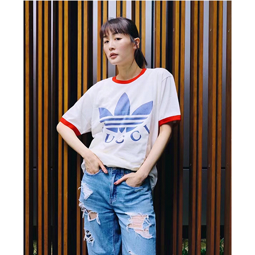 アディダス × グッチ コピーコラボ  メンズ レディース 半袖Tシャツ