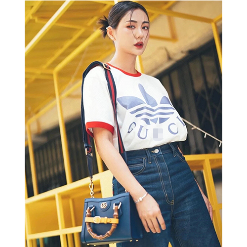 アディダス × グッチ コピーコラボ  メンズ レディース 半袖Tシャツ