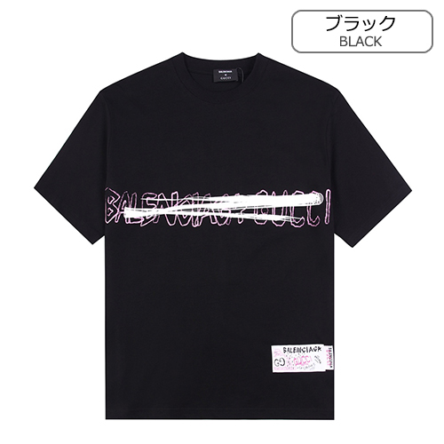 グッチスーパーコピー × バレンシアガ コラボ メンズレディース Tシャツ半袖ファッション 高品質