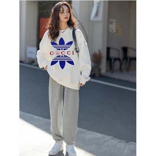 グッチ偽物×アディダス  コラボ  メンズ レディース スウェットTシャツ