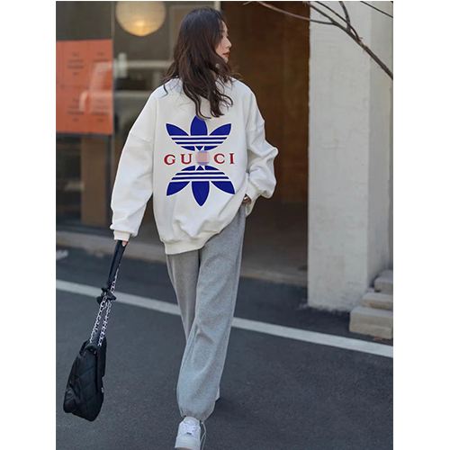 グッチ偽物×アディダス  コラボ  メンズ レディース スウェットTシャツ