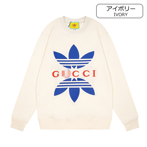 グッチ偽物×アディダス  コラボ  メンズ レディース スウェットTシャツ