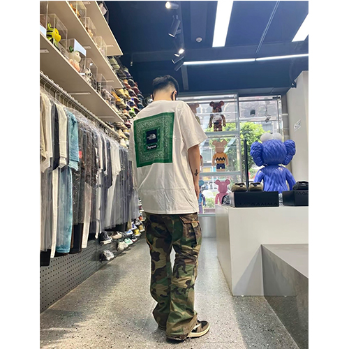 シュプリーム偽物 × ノースフェイス コラボ半袖Tシャツ メンズ レディースファッション 高品質