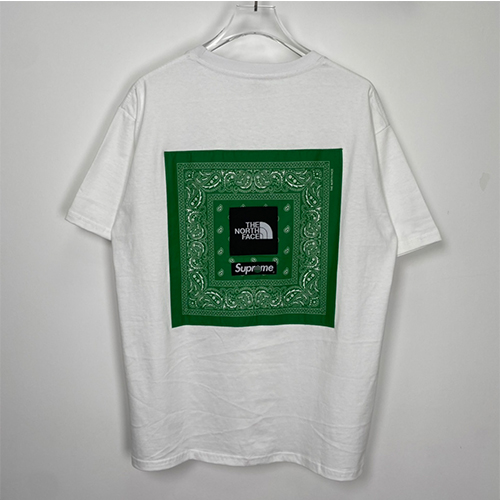 シュプリーム偽物 × ノースフェイス コラボ半袖Tシャツ メンズ レディースファッション 高品質