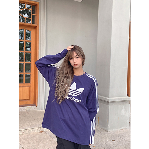 バレンシアガ スーパーコピー× アディダス コラボ メンズ レディース 長袖 Tシャツ ロンT 高品質