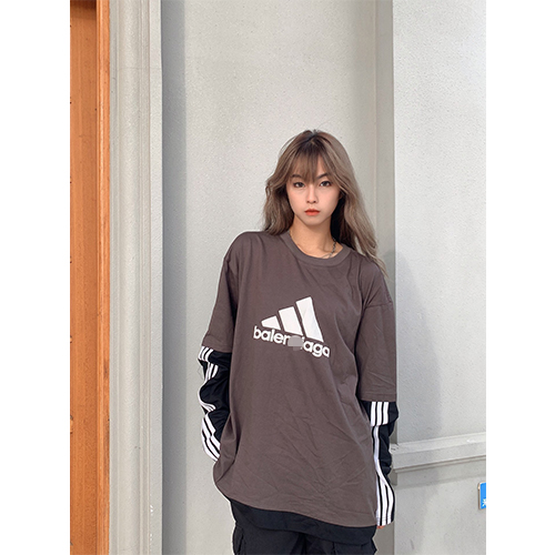 バレンシアガ スーパーコピー × アディダス コラボ メンズ レディース 長袖 Tシャツ ロンT 高品質