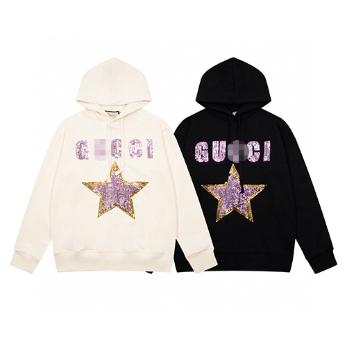 グッチ 偽物スパンコール刺繍のパーカー フード Tシャツ 高品質