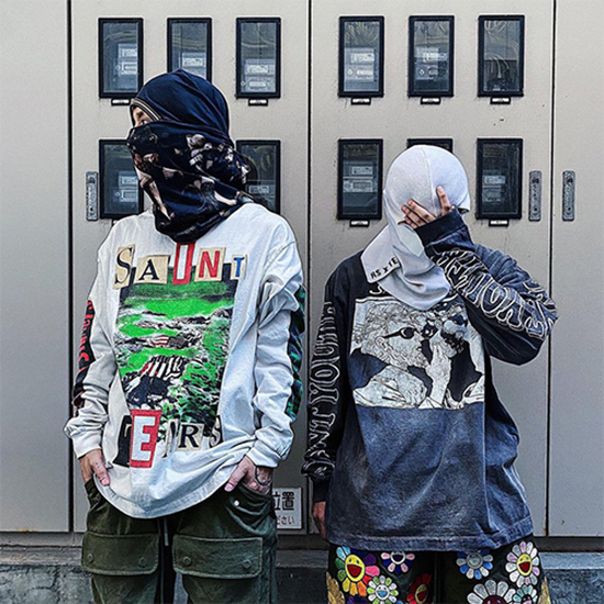 セント マイケル偽物 × TEARS コラボ メンズ レディース長袖 Tシャツ高品質