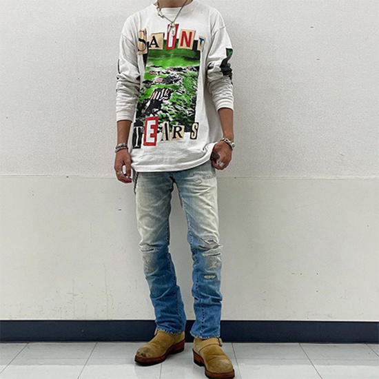 セント マイケル偽物 × TEARS コラボ メンズ レディース長袖 Tシャツ高品質