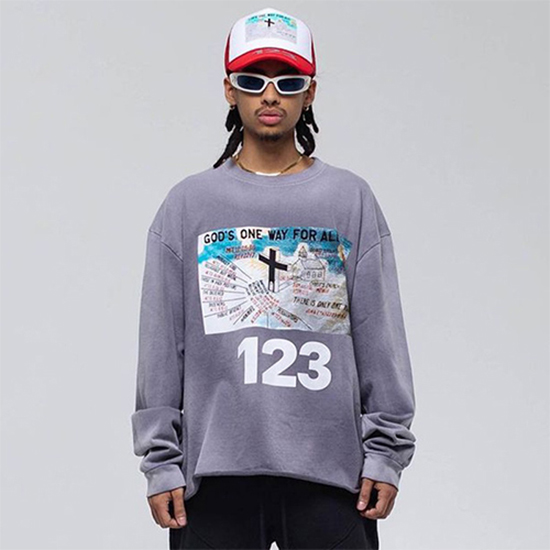 フィアオブゴッド偽物 ×アルアルアル123  コラボ メンズ 長袖 Tシャツ  ロンT