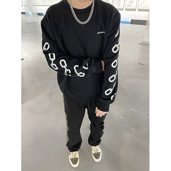 オフホワイト 偽物長袖 スウェットTシャツ
