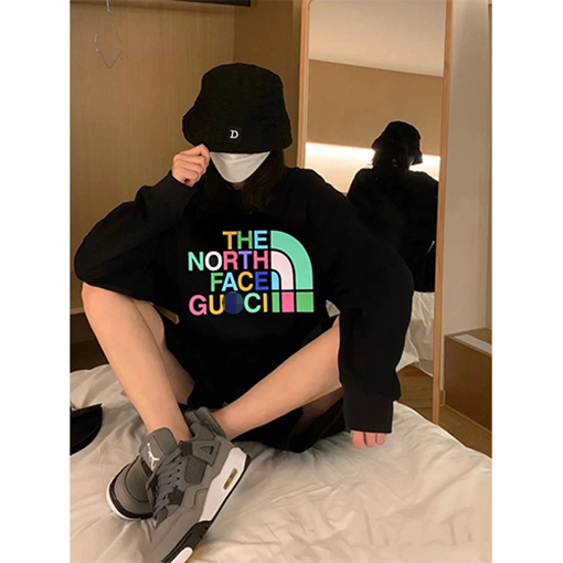 グッチコピー × ノースフェイス スウェット長袖 Tシャツ