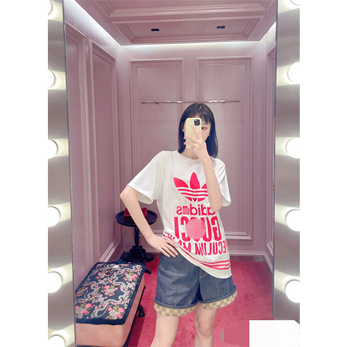 グッチコピー×アディダスメンズ レディース 半袖Tシャツ