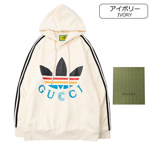 グッチ × アディダス コラボ コピー  パーカー フード 長袖Tシャツ